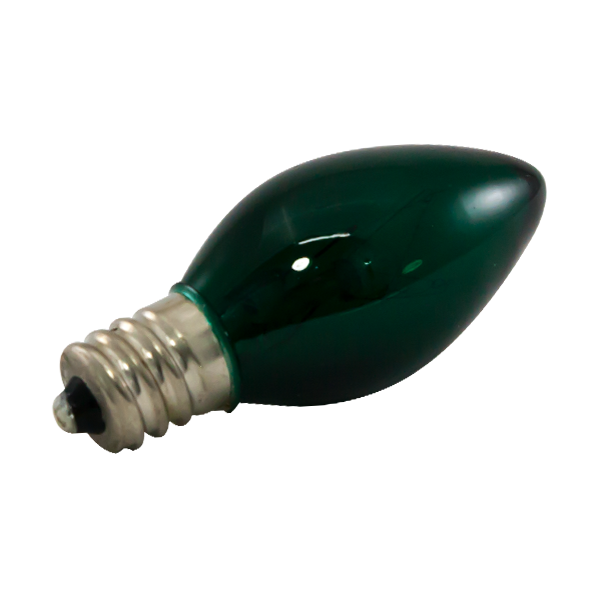 C9 Green LED Bulb - Faceted 0.8W - Dimmable - Landscape Lighting